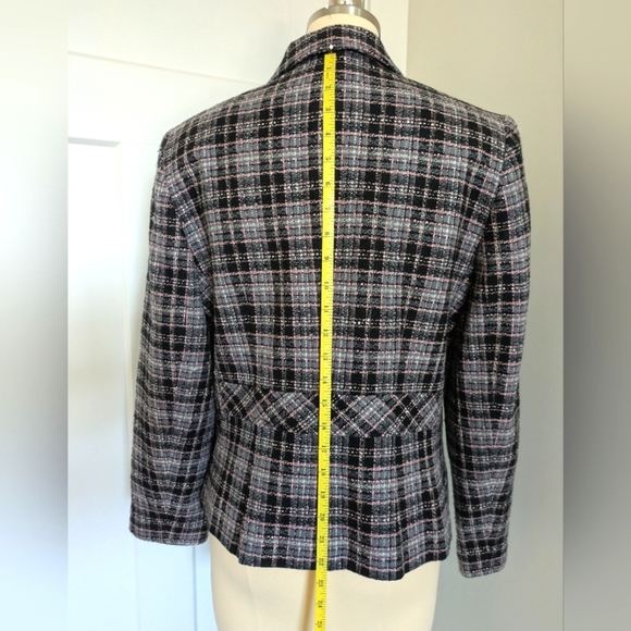Vintage Worthington Tailored Blazer Blk/Grey/White/Pink Feminine Goth Boss 8P - Picture 12 of 16